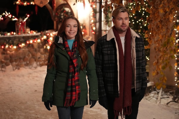Netflix reveals Lindsay Lohan and Chord Overstreet’s first look in upcoming holiday rom-com