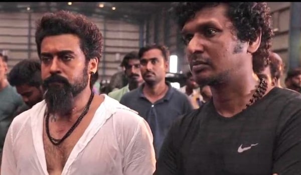 Lokesh and Suriya on the sets of Vikram