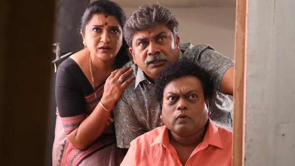Veena Sundar, Rangayana Raghu and Sadhu Kokila in the film