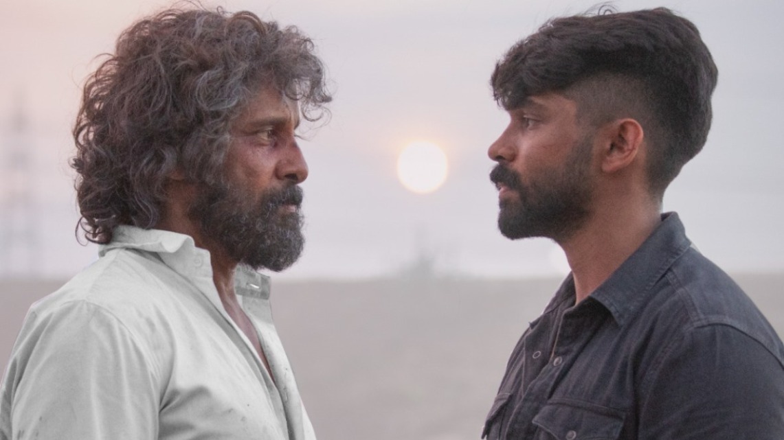 Vikram and Dhruv in a still from the film