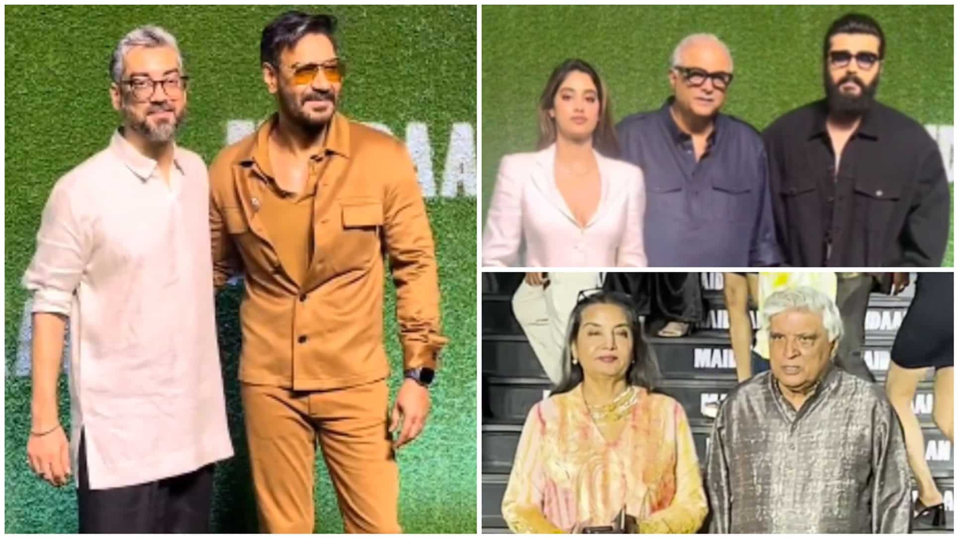 Maidaan screening – Ajay Devgn, Javed Akhtar, Janhvi Kapoor and more celebs dazzle in style | Watch