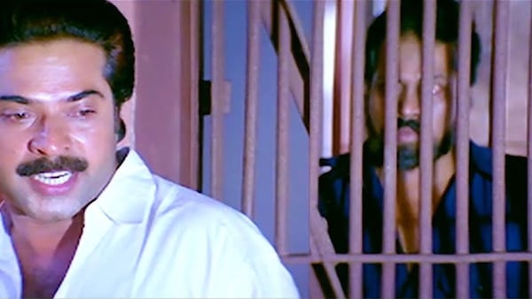 Mamootty and Tiger Prabhakar in a still from Dhruvam.