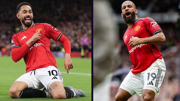 Brian Mbuemo and Matheus Cunha - in stills from Man UTD vs Brighton.