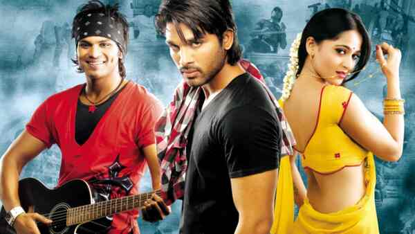 Manchu Manoj, Allu Arjun, and Anushka Shetty in Vedam.