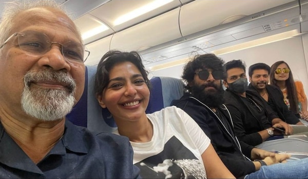 Mani Ratnam along with the cast of Ponniyin Selvan