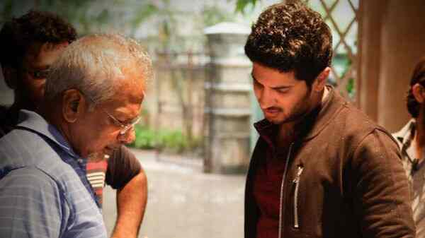 Mani Ratnam and Dulquer at the sets of O Kadhal Kanmani