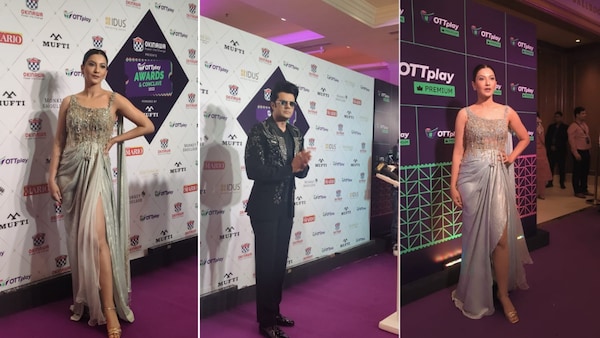 OTTplay Awards 2022: Hosts Maniesh Paul, Gauahar Khan sashay down the purple carpet like they own it