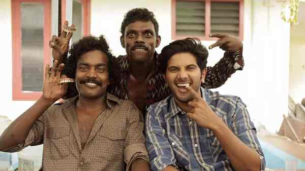 Manikandan Achari, Vinayakan and Dulquer on the sets of Kammatipadam