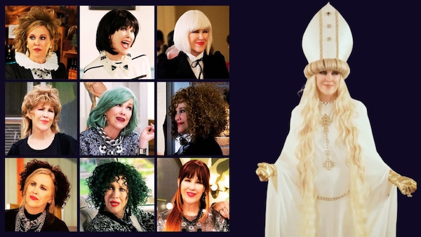 Many shades of Moira Rose in Schitt's Creek.