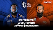MI Emirates beat Gulf Giants by 8 wickets | Match 26