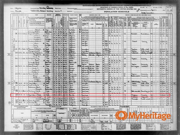 Julius Robert Oppenheimer is listed in the 1940 U.S. Census as a university professor at Berkeley | Courtesy: MyHeritage