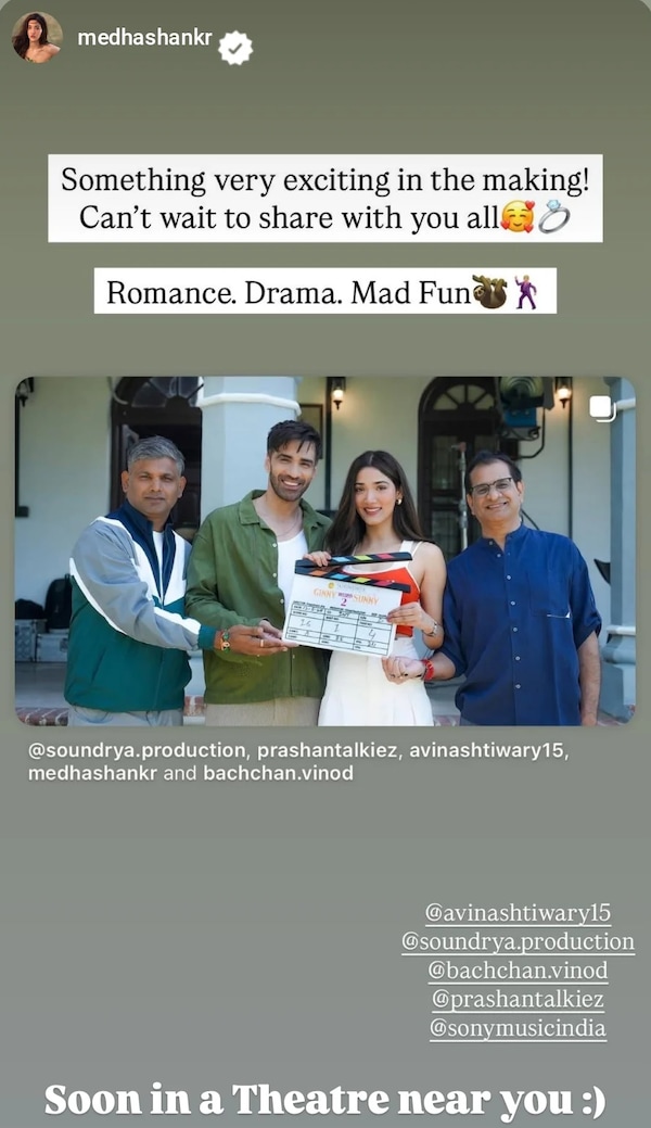 Medha Shankr's Instagram story
