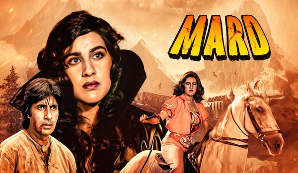 Amitabh and Amrita in Mard poster