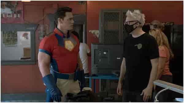 James Gunn With John Cena On Peacemaker Sets