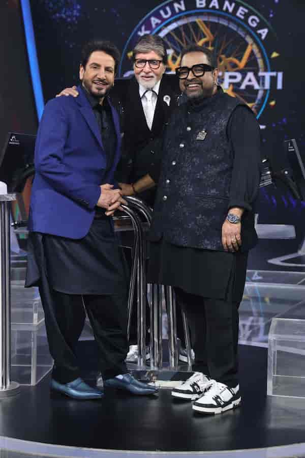 Gurdas Maan and Shankar Mahadevan with Amitabh Bachchan on Kaun Banega Crorepati 16