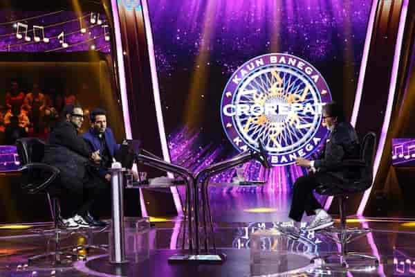 Gurdas Maan and Shankar Mahadevan with Amitabh Bachchan on Kaun Banega Crorepati 16