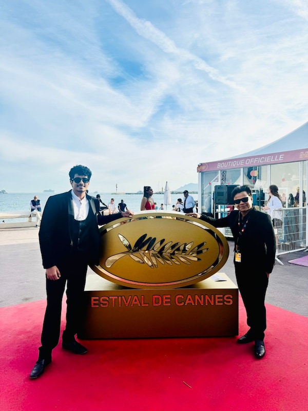 Rajpal Yadav and Palaash Mucchal at Cannes 2024