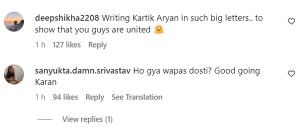 Netizens react to Kartik Aaryan and Karan Johar's fim announcement.