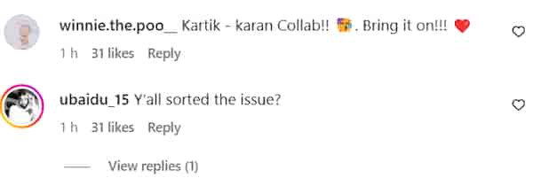 Netizens react to Kartik Aaryan and Karan Johar's fim announcement.