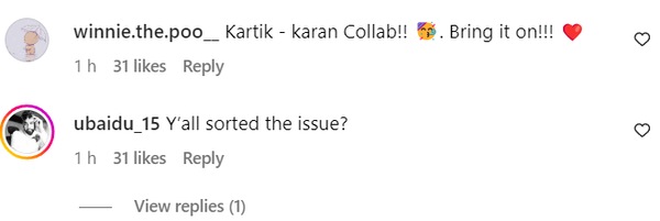 Netizens react to Kartik Aaryan and Karan Johar's fim announcement.