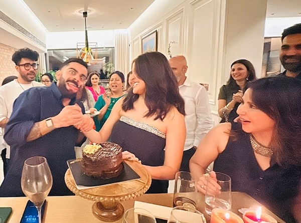 Virat Kohli and Anushka Sharma at their wedding anniversary celebration