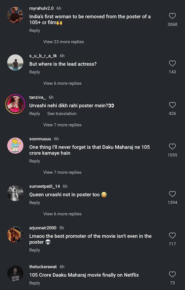 Netizens comment on Netflix India's Instagram post