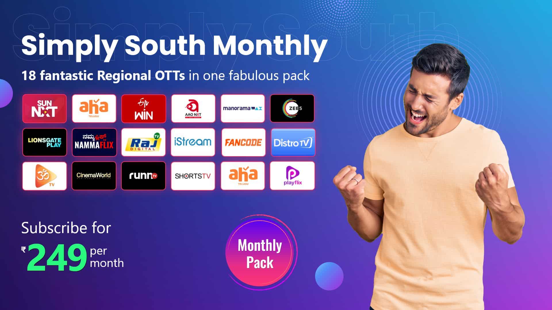 SimplySouth  Get OTTs at Rs.75 For 1st Month with OttPlay