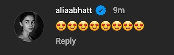 Alia Bhatt's comment on Ranveer Singh's Instagram post