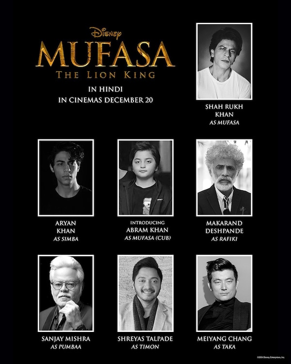 Voice cast of Mufasa: The Lion King (Hindi)