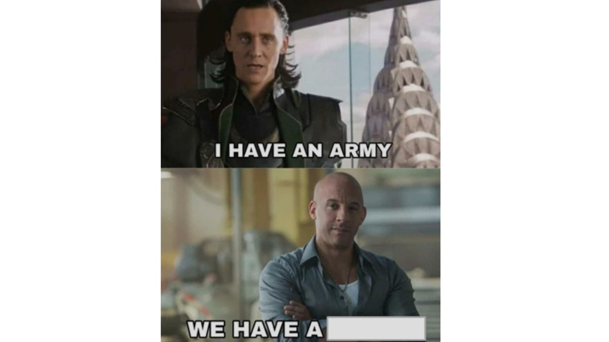 What has been blanked out in this meme?							