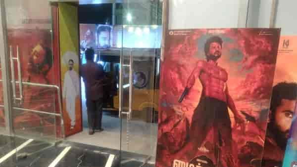 Sundeep Kishan's Michael standees across theatres where Vikram is screened