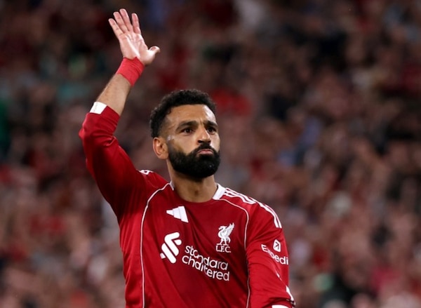 Salah celebrating a goal. Image | Premier League on X