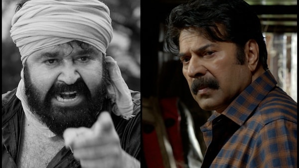 Mohanlal and Mammootty in stills from Manorathangal