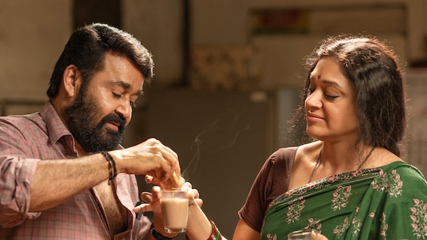 Mohanlal and Shobana in Thudarum.