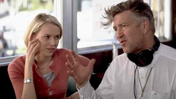 Lynch with Naomi Watts during the shoot of Mulholland Drive. YouTube screengrab.