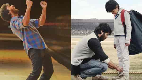 Nani in the Telugu version of Jersey; (right) Shahid Kapoor in the remake