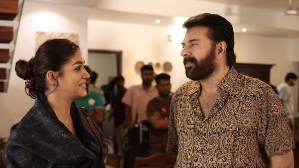 Nayanthara and Mammootty on the sets of MMMN