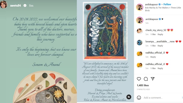 Neetu Kapoor congrtulated the couple, while grandparent Anil Kapoor shared his joy with the world