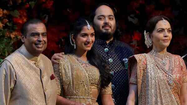 Mukesh Ambani, Radhika Merchant, Anant Ambani and Nita Ambani. (Image Credits: Reliance Press Statement)