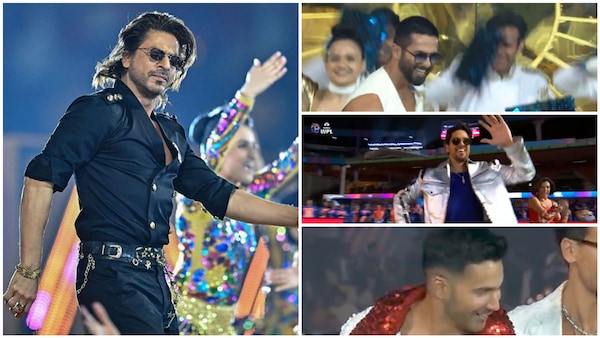 WPL 2024 opening ceremony – Shah Rukh Khan smiles with Shahid Kapoor, Varun Dhawan, Tiger Shroff, Siddharth Malhotra, Kartik Aaryan