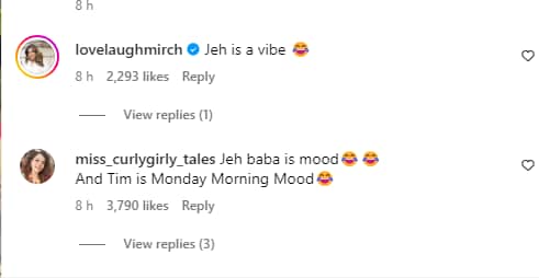 Instagram comments about Jeh and Taimur.