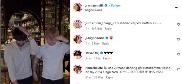 Social media reactions to Armaan Malik's post.