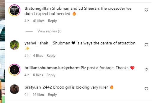 Instagram reactions on Shubman Gill, Ed Sheeran viral photos.