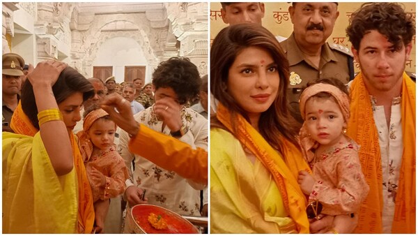 Priyanka Chopra, Nick Jonas and cute little Malti Marie offer prayers at Ayodhya Ram Mandir | Watch