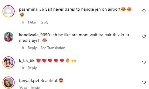 Instagram users love Taimur and Jeh's airport presence.