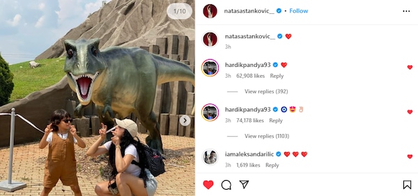 Comments on Natasa's Instagram post.