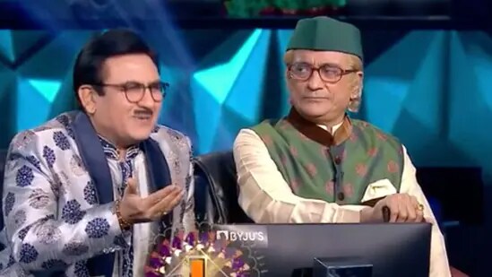 KBC 13: 'Jethalal' Dilip Joshi asks Amitabh Bachchan if he still scolds Abhishek as 'Bapuji' Amit Bhatt glares at him