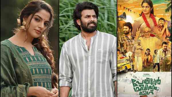 Nikhila Vimal, Sunny Wayne and poster of Perilloor Premier League