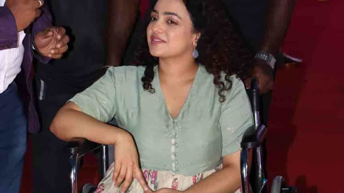 Modern Love Hyderabad star Nithya Menen attends Thiruchitrambalam audio launch in a wheelchair