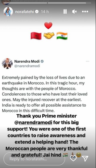 Nora Fatehi's Instagram Story